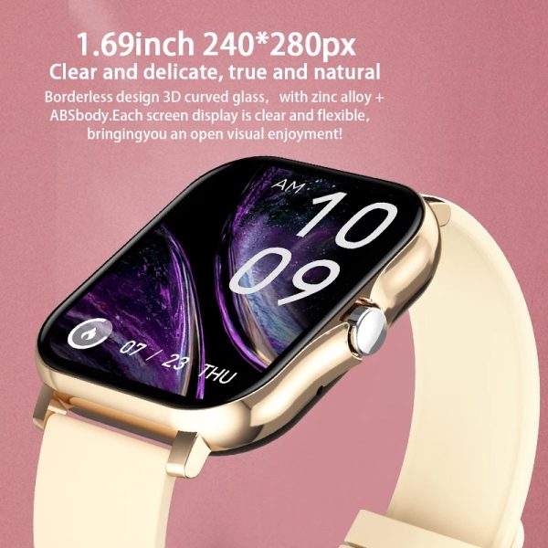 ⁦2021 New Women Smart watch Men 1.69" Color Screen Full touch Fitness Tracker Bluetooth Call Smart Clock Ladies Smart Watch Women⁩ - الصورة ⁦2⁩