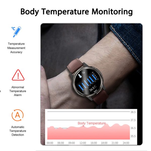 ⁦2022 New Body Temperature Smart Watch Sport Fitness Life Waterproof Clock Heart Rate Blood Oxygen ECG PPG Smartwatch Android ios⁩ - الصورة ⁦2⁩
