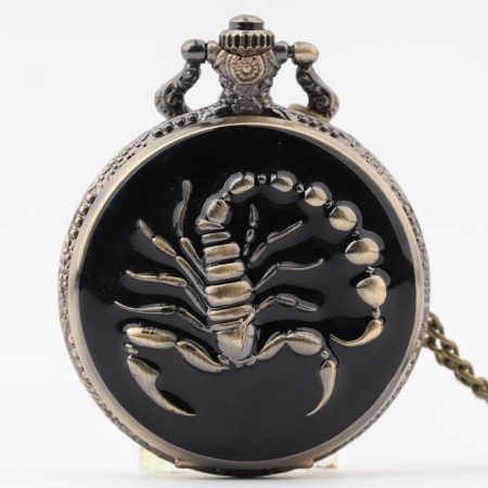 50 قطعة/الوحدة خمر البرونزية Steampunk العقرب الوجه كوارتز ساعة الجيب الرجال النساء ساعة قلادة ساعة هدية بالجملة