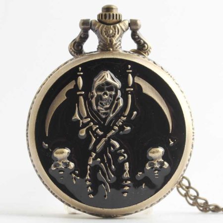 50 قطعة/الوحدة خمر البرونزية Steampunk الجمجمة سكين الوجه كوارتز ساعة الجيب الرجال النساء ساعة قلادة ساعة هدية بالجملة