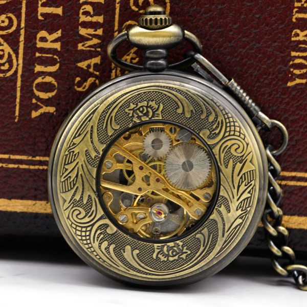 ⁦خمر و Antiuqe Steampunk ساعة جيب الميكانيكية es قلادة الرجعية الهيكل العظمي فوب و ساعة جيب مع فوب سلسلة PJX052⁩ - الصورة ⁦2⁩