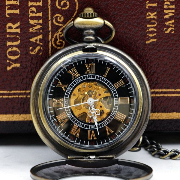 ⁦خمر و Antiuqe Steampunk ساعة جيب الميكانيكية es قلادة الرجعية الهيكل العظمي فوب و ساعة جيب مع فوب سلسلة PJX052⁩ - الصورة ⁦3⁩