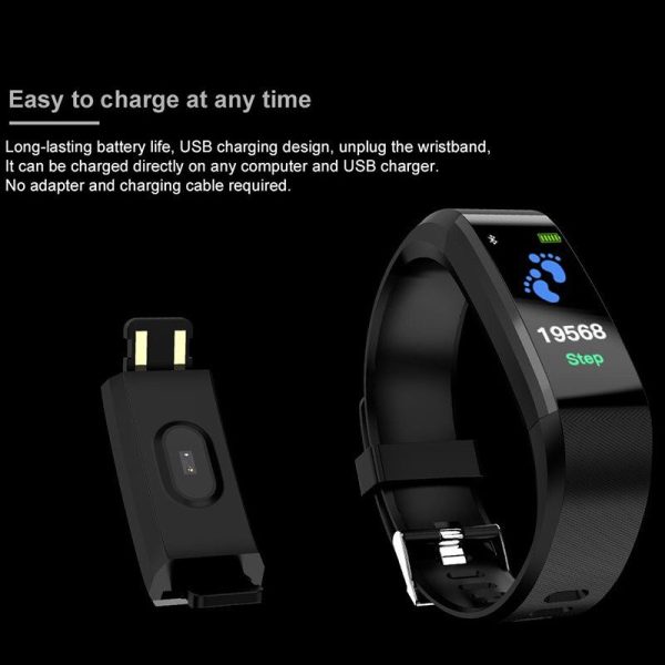 ⁦Children's Watch Fitness Color Screen Smart Sport Bracelet Activity Running Tracker Heart Rate for Men Women Watch Kids 115 PLUS⁩ - الصورة ⁦2⁩