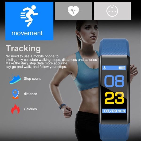 ⁦Children's Watch Fitness Color Screen Smart Sport Bracelet Activity Running Tracker Heart Rate for Men Women Watch Kids 115 PLUS⁩ - الصورة ⁦3⁩