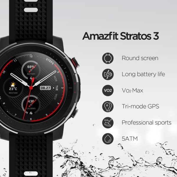 ⁦IN Stock Global Version New Amazfit Stratos 3 Smart Watch GPS 5ATM Music Dual Mode 14 Days Smartwatch For Android 2019⁩ - الصورة ⁦4⁩