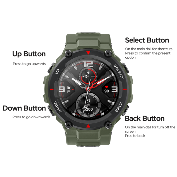 ⁦In stock 2020 CES Amazfit T-rex T rex Smartwatch 5ATM waterproof Smart Watch GPS/GLONASS AMOLED Screen for iOS Android⁩ - الصورة ⁦5⁩