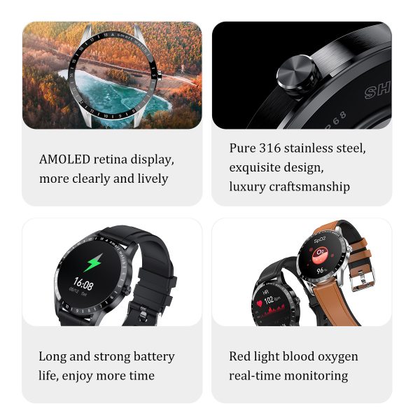 ⁦LIGE New 454*454 AMOLED Screen Smart Watch Men 2022 Heart Rate Blood Pressure Blood Oxygen Monitoring Waterproof Men Smartwatch⁩ - الصورة ⁦6⁩