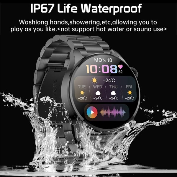 ⁦LIGE New Bluetooth Call Smart Watch Men Full Touch Sport Fitness Watches Waterproof Heart Rate Steel Band Smartwatch Android iOS⁩ - الصورة ⁦6⁩