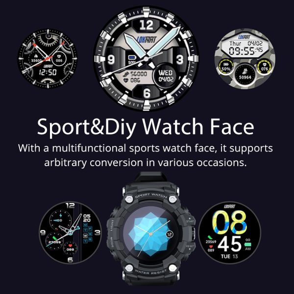 ⁦LOKMAT ATTACK Full Touch Screen Fitness Tracker Smart Watch Men Heart Rate Monitor Blood Pressure Smartwatch For Android iOS⁩ - الصورة ⁦2⁩