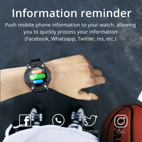 ⁦LOKMAT ATTACK Full Touch Screen Fitness Tracker Smart Watch Men Heart Rate Monitor Blood Pressure Smartwatch For Android iOS⁩ - الصورة ⁦5⁩
