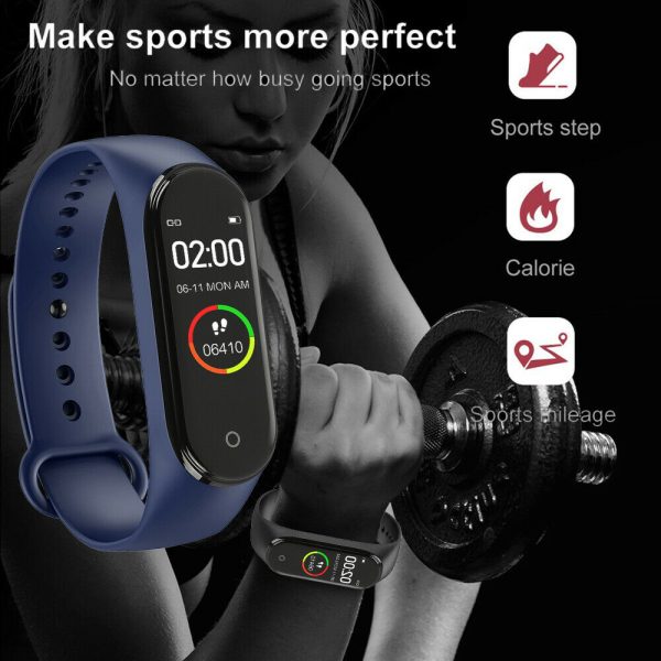 ⁦M4 Wristwatch Fitness Color Screen Smart Sport Bracelet Activity Running Tracker Heart Rate For Children Men Women Watch Hours⁩ - الصورة ⁦4⁩