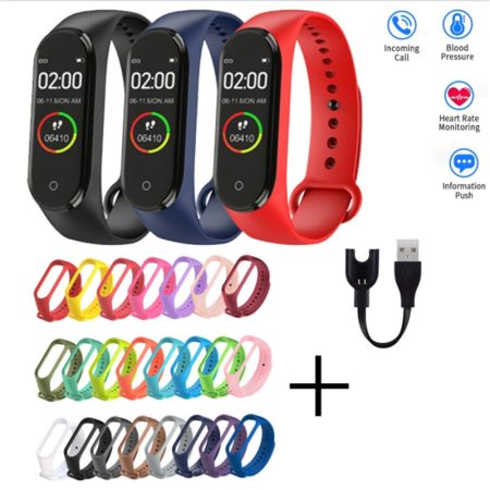 M4 Wristwatch Fitness Color Screen Smart Sport Bracelet Activity Running Tracker Heart Rate For Children Men Women Watch Hours