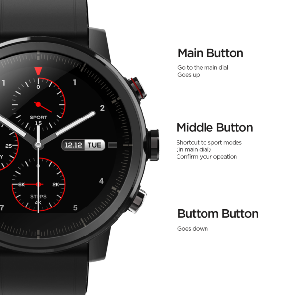 ⁦Original Amazfit Stratos Smartwatch Smart Watch GPS Calorie Count 50M Waterproof for Android iOS Phone⁩ - الصورة ⁦6⁩
