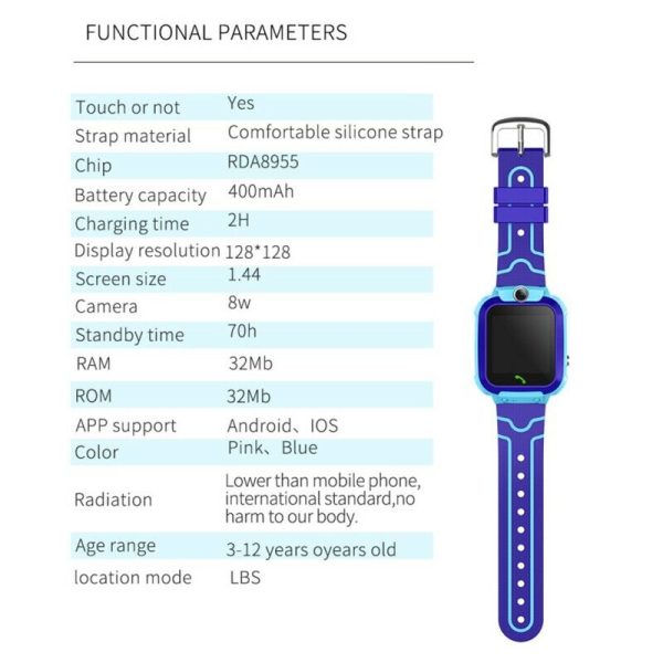 ⁦Q12 Children's Smart Watch Smartwatch for Boys Girls with Sim Card Photo Waterproof IP67 Gift for IOS Android Kids Phone Watches⁩ - الصورة ⁦4⁩