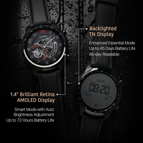 ⁦TicWatch Pro 3 GPS Wear OS Smartwatch Men's Sports/Smart Watch Dual-layer Display Snapdragon Wear 4100 8GB 3 to 45 Days Battery⁩ - الصورة ⁦5⁩
