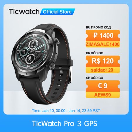 TicWatch Pro 3 GPS Wear OS Smartwatch Men's Sports/Smart Watch Dual-layer Display Snapdragon Wear 4100 8GB 3 to 45 Days Battery