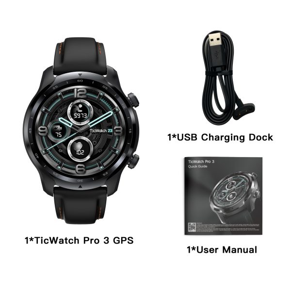 ⁦TicWatch Pro 3 GPS Wear OS Smartwatch Men's Sports/Smart Watch Dual-layer Display Snapdragon Wear 4100 8GB 3 to 45 Days Battery⁩ - الصورة ⁦6⁩