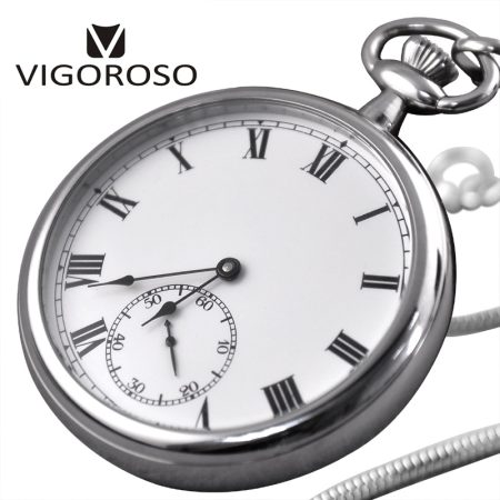 VIGOROSO-ساعة الجيب الميكانيكية المصنوعة من الفولاذ المقاوم للصدأ ، فاخرة ، ناعمة ، مقاومة للماء ، الهيكل العظمي ، الطراز العتيق