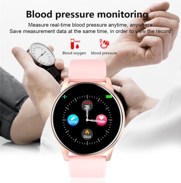 ⁦Women Smart Watch Real-time Weather Forecast Activity Tracker Heart Rate Monitor Sports Ladies Smart Watch Men For Android IOS⁩ - الصورة ⁦5⁩