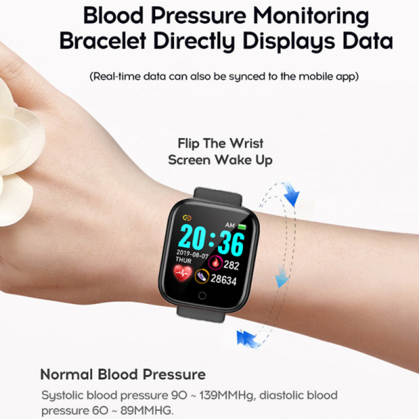 ⁦Wrist Watch Fitness Y68 Color Screen Smart Sport Bracelet Tracker Heart Rate For Children Men⁩ - الصورة ⁦3⁩