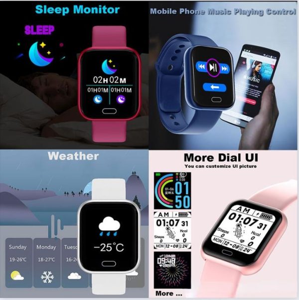 ⁦Wristwatch Fitness Y68 Color Screen Sports LED Digital Electronics Clock for Children Boys Girls Students Smart Wristwatches⁩ - الصورة ⁦2⁩