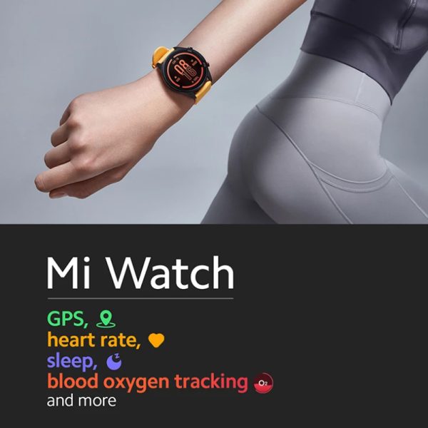 ⁦Xiaomi Mi Watch Global Version SmartWatch Blood Oxygen GPS Bluetooth Fitness Heart Rate Monitor 5ATM Waterproof Mi Smart Watch⁩ - الصورة ⁦3⁩