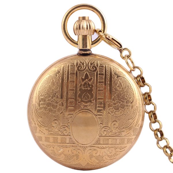 ⁦ساعة الجيب الميكانيكية خمر للرجال ، الحنين ، النحاس النقي ، عقارب الساعة اليدوية ، مع النقش على سلسلة⁩ - الصورة ⁦2⁩