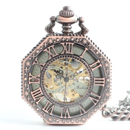 حار بيع هدية عيد الأب البرونزية جوفاء الأرقام الرومانية ساعة جيب الميكانيكية خمر اليد الرياح ساعة جيب بالجملة