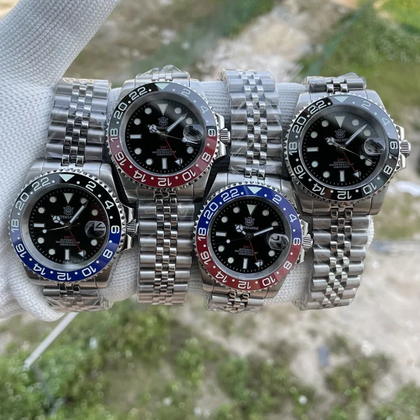 ⁦NH34 حركة ساعة جديدة 2023 أربعة الأيدي G M T steel454 41 مللي متر SD1993 C3 سوبر مضيئة 300 متر مقاوم للماء ساعة رجالي الغوص ساعة⁩ - الصورة ⁦6⁩