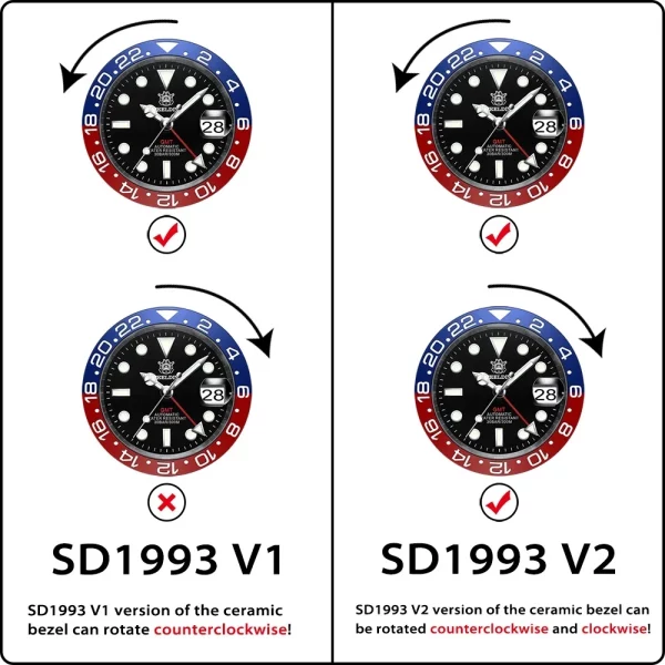 ⁦ساعة يد للرجال من steeldio SD1993 41 مللي متر NH34 ساعة يد أربعة بتوقيت جرينتش C3 مضيئة 300 متر مقاومة للماء ساعة للغوص ساعات معصم⁩ - الصورة ⁦5⁩